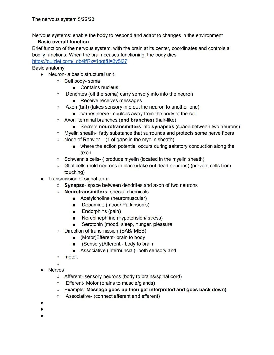 Understanding the Nervous System: Key Study Notes