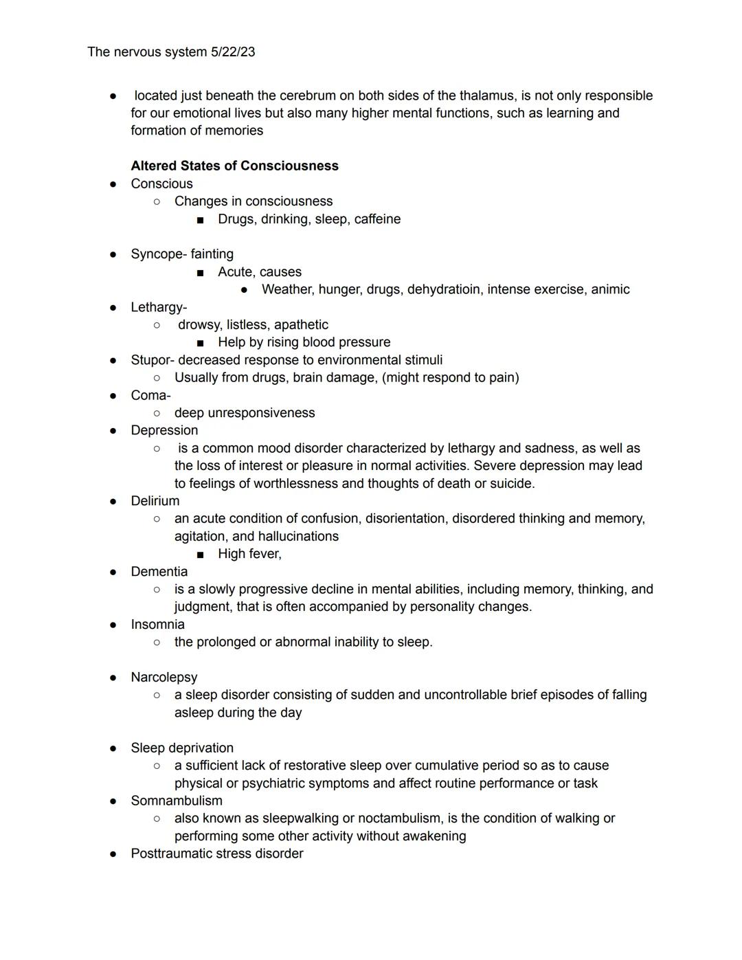 # The nervous system 5/22/23

Nervous systems: enable the body to respond and adapt to changes in the environment
Basic overall function
Bri