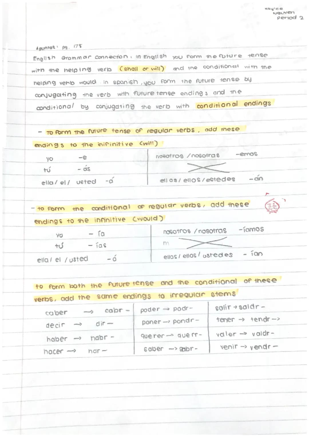 Apuntos: pg. 178
you form the future tense
conditional with the
and the
English Grammar connection in English
with the helping verb (shall o