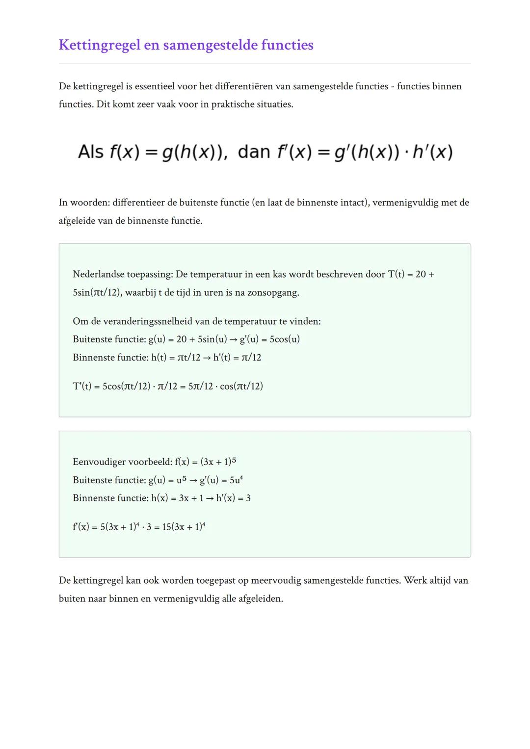Differentiëren en Toepassingen:
Basisregels van differentiëren
Leer de fundamentele regels voor het differentiëren van functies
Wiskunde B •