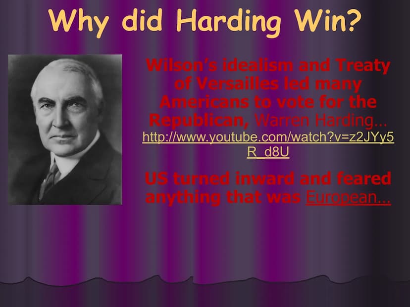 THE
ROARING
TWENTIES
LIFE & CULTURE
IN AMERICA IN
THE 1920S • Victorious in
World War I
Treaty of
Versailles
defeated
• Period of
America at
