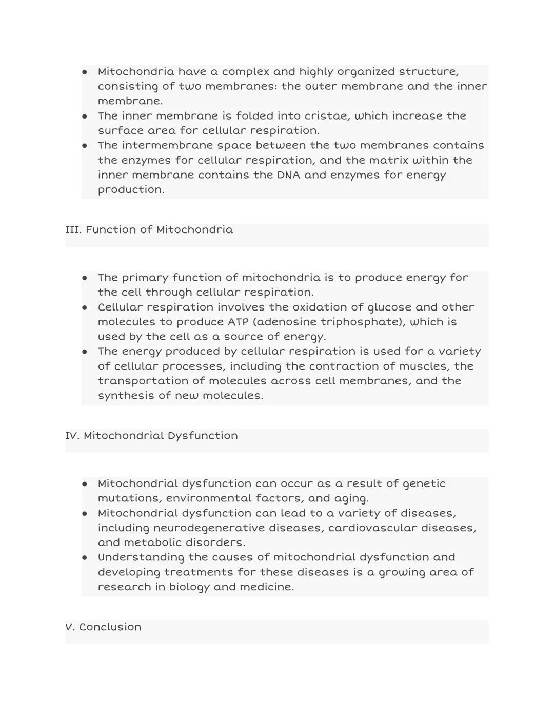 Matrix.
DNA
MITOCHONDRIA NOTES
Intermembrane
Granules
●
space
I. Introduction.
Outer membrane
Inner
membrane
II. Structure of Mitochondria
R
