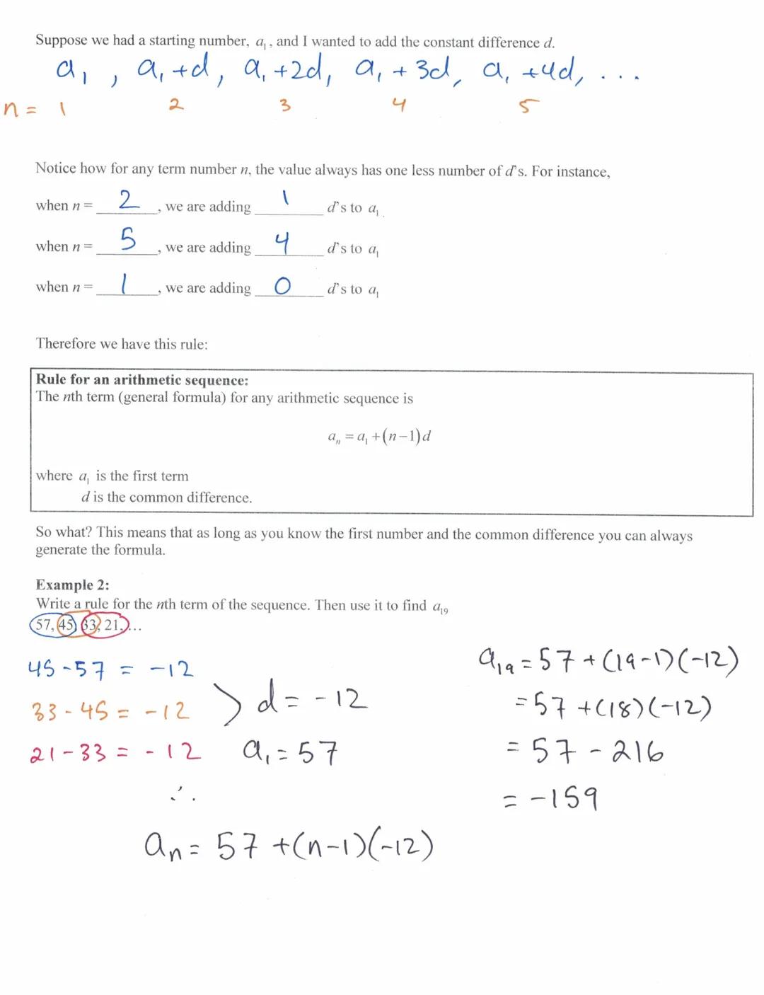 Algebra 1
Big Idea: An easy way to create a sequence is to repeatedly
e.g.
وله
a₂-a₁ =
7. 12/²
+5
az-a₂ =
·6, -13, 201
-7
Sequences that fol