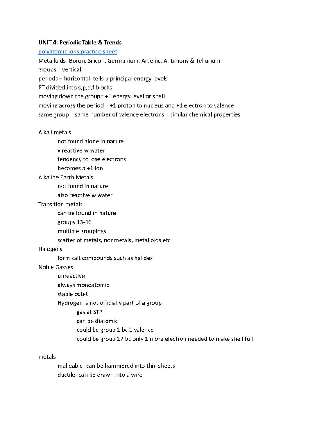 Periodic table and trends