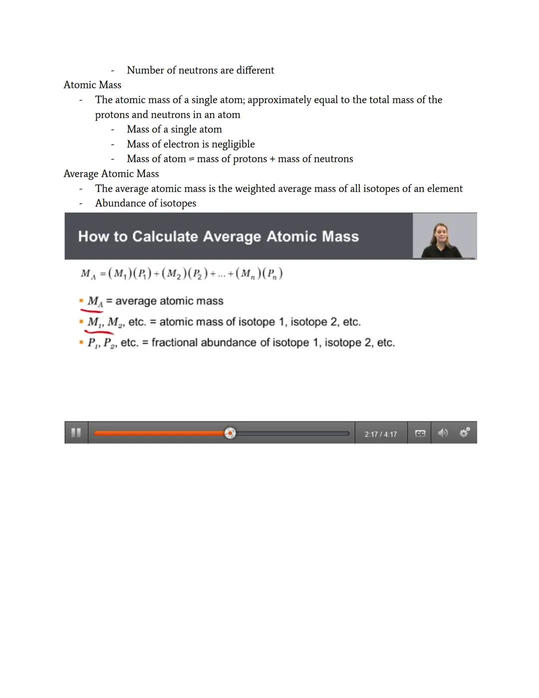 The Structure of the Atom
The Atom
An atom is the smallest particle of an element that has the same properties as the
element
The atom can b