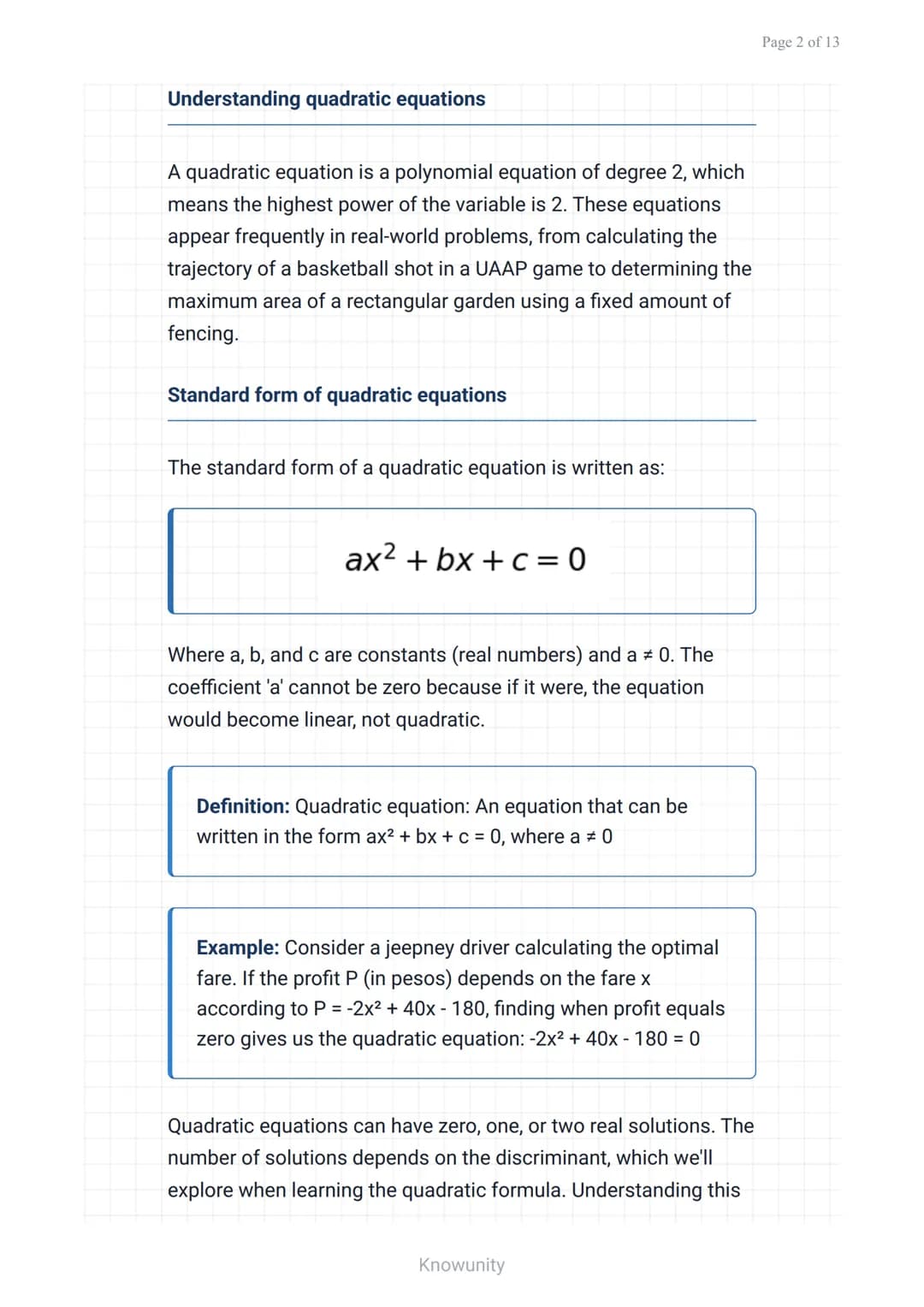 Quadratic equations and functions: Three solving methods
Master factoring, quadratic formula, and
completing the square methods
What you wil