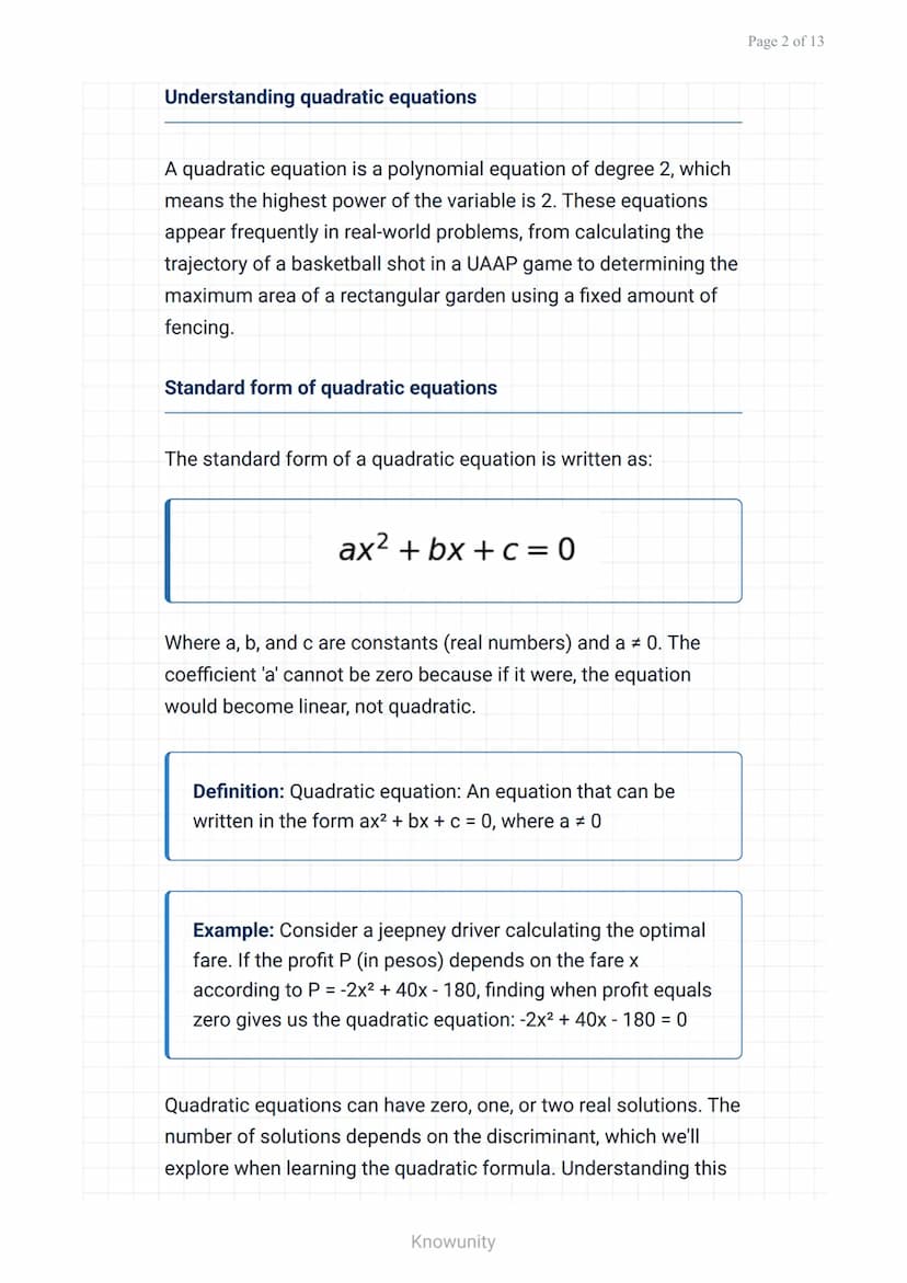 Quadratic equations and functions: Three solving methods
Master factoring, quadratic formula, and
completing the square methods
What you wil