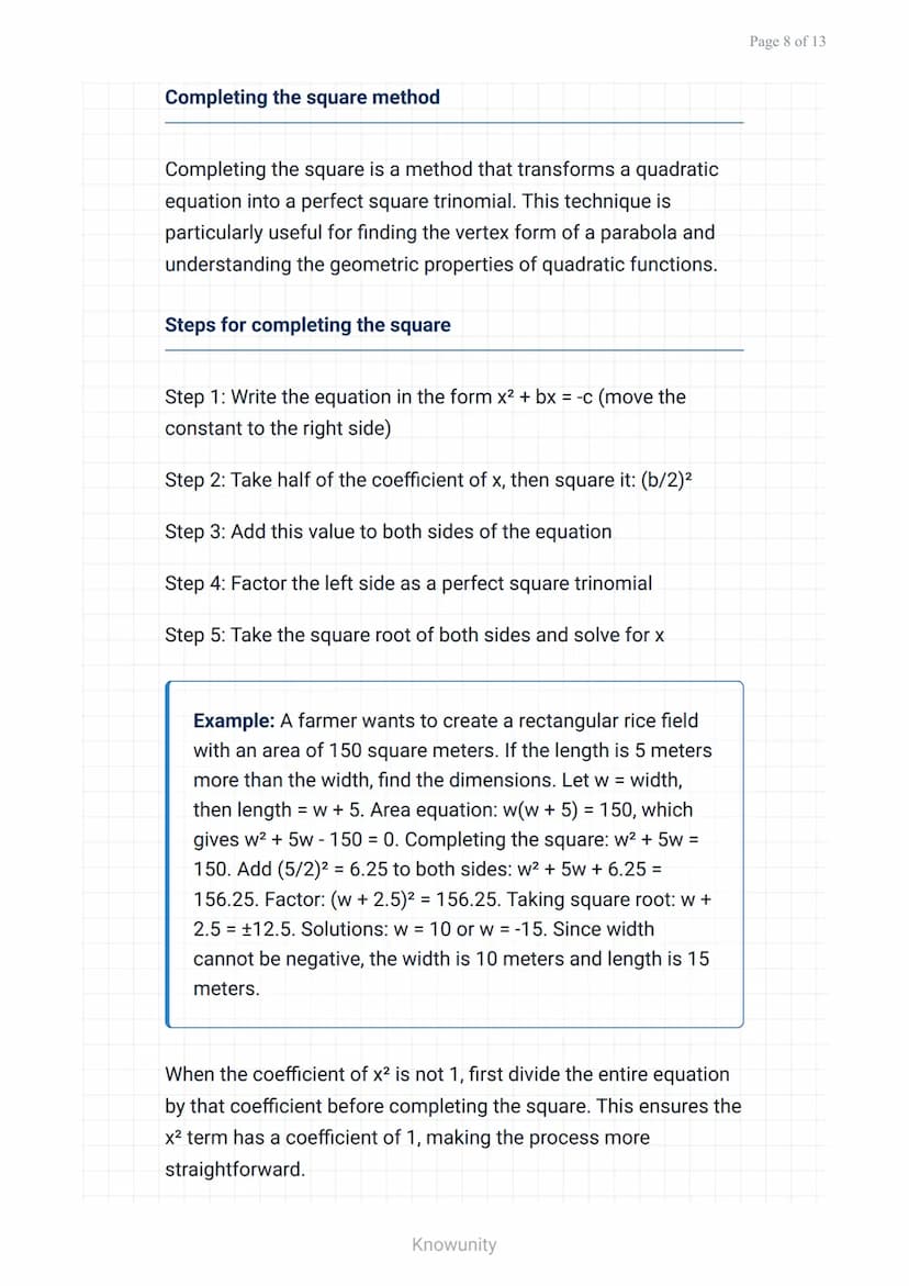 Quadratic equations and functions: Three solving methods
Master factoring, quadratic formula, and
completing the square methods
What you wil