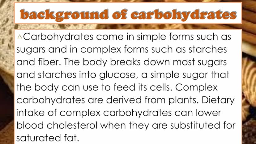 carbohydrates carbohydrates
A are also known as “carbs"
A have several roles in living organisms,
including energy transportation
A are also