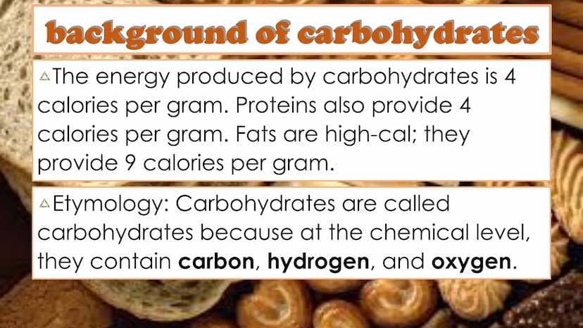 carbohydrates carbohydrates
A are also known as “carbs"
A have several roles in living organisms,
including energy transportation
A are also