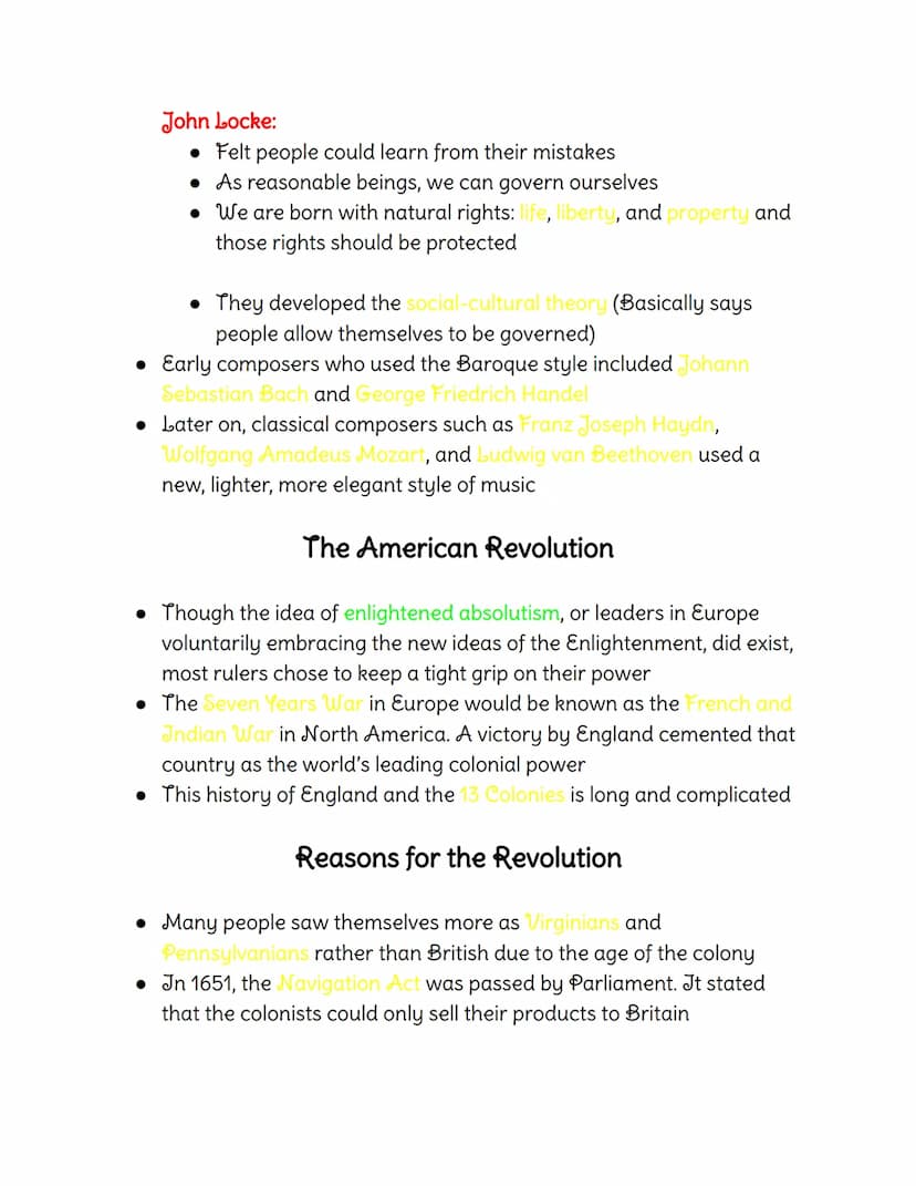 Colors:
History Notes
Green-Vocabulary
Yellow- Fill-in, Multiple Choice, and True and False ( and F) Answers
Red-Essay Material
Ch. 8: Enlig