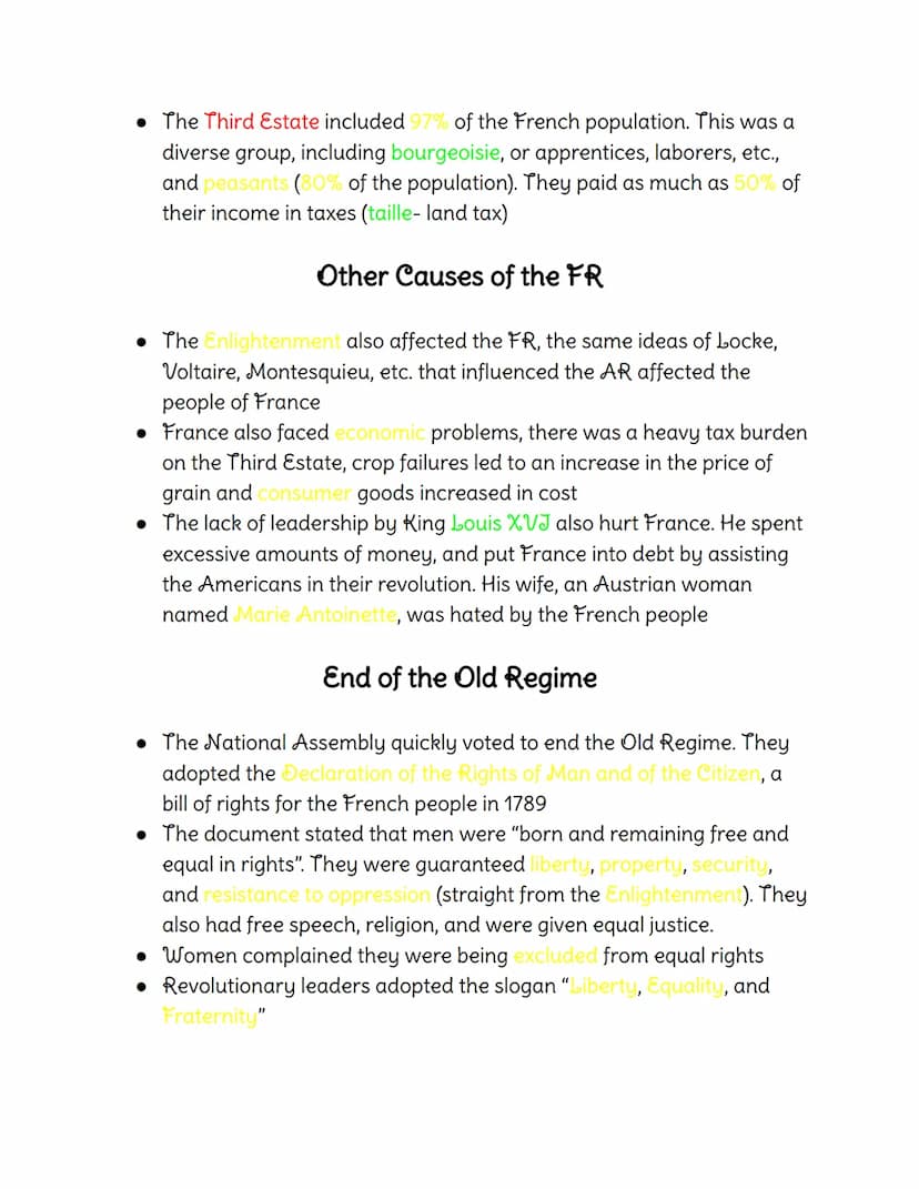 Colors:
History Notes
Green-Vocabulary
Yellow- Fill-in, Multiple Choice, and True and False ( and F) Answers
Red-Essay Material
Ch. 8: Enlig