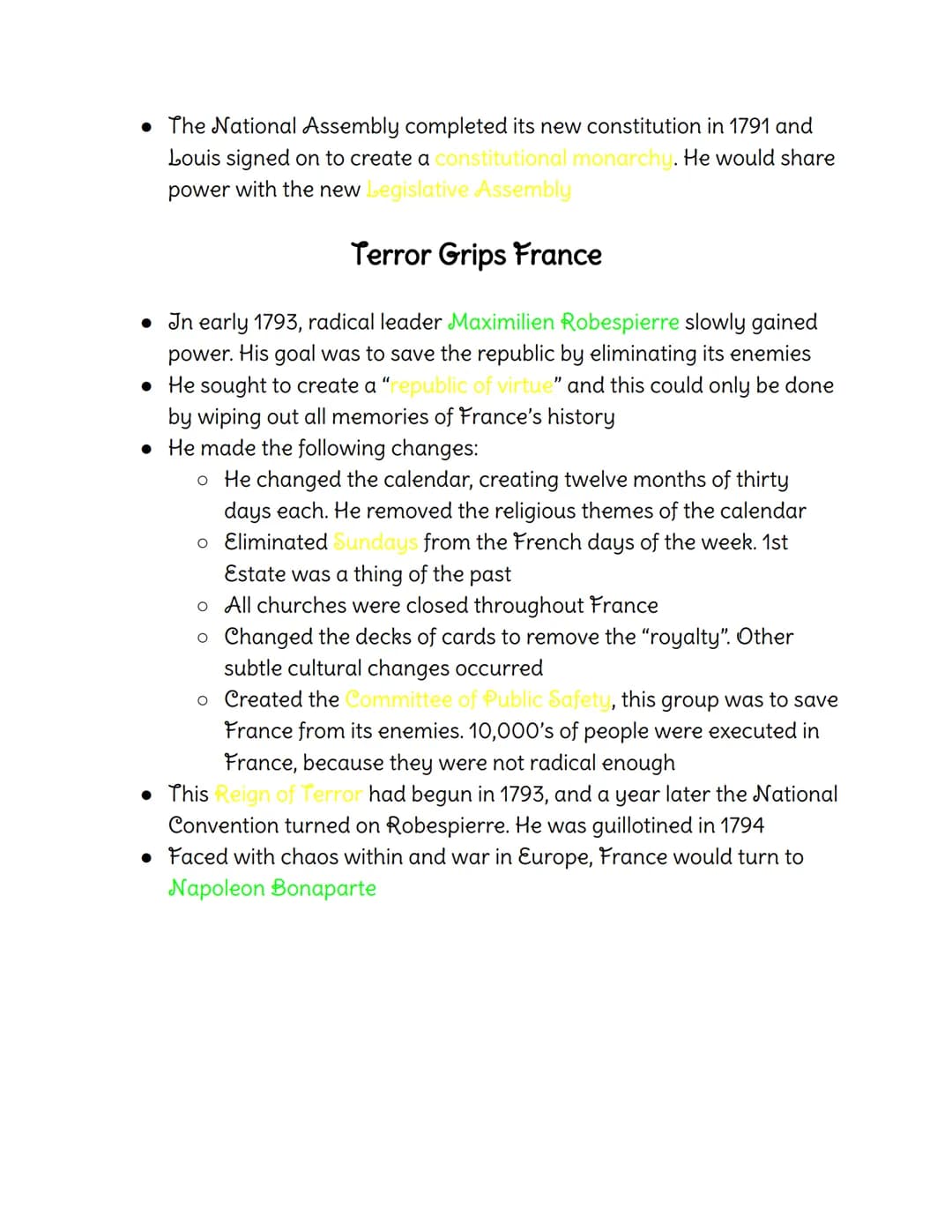 Colors:
History Notes
Green-Vocabulary
Yellow- Fill-in, Multiple Choice, and True and False ( and F) Answers
Red-Essay Material
Ch. 8: Enlig