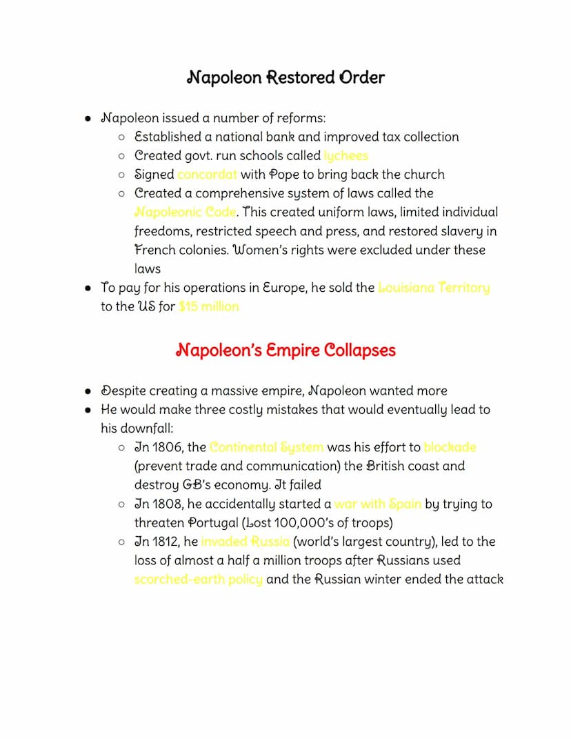 Colors:
History Notes
Green-Vocabulary
Yellow- Fill-in, Multiple Choice, and True and False ( and F) Answers
Red-Essay Material
Ch. 8: Enlig