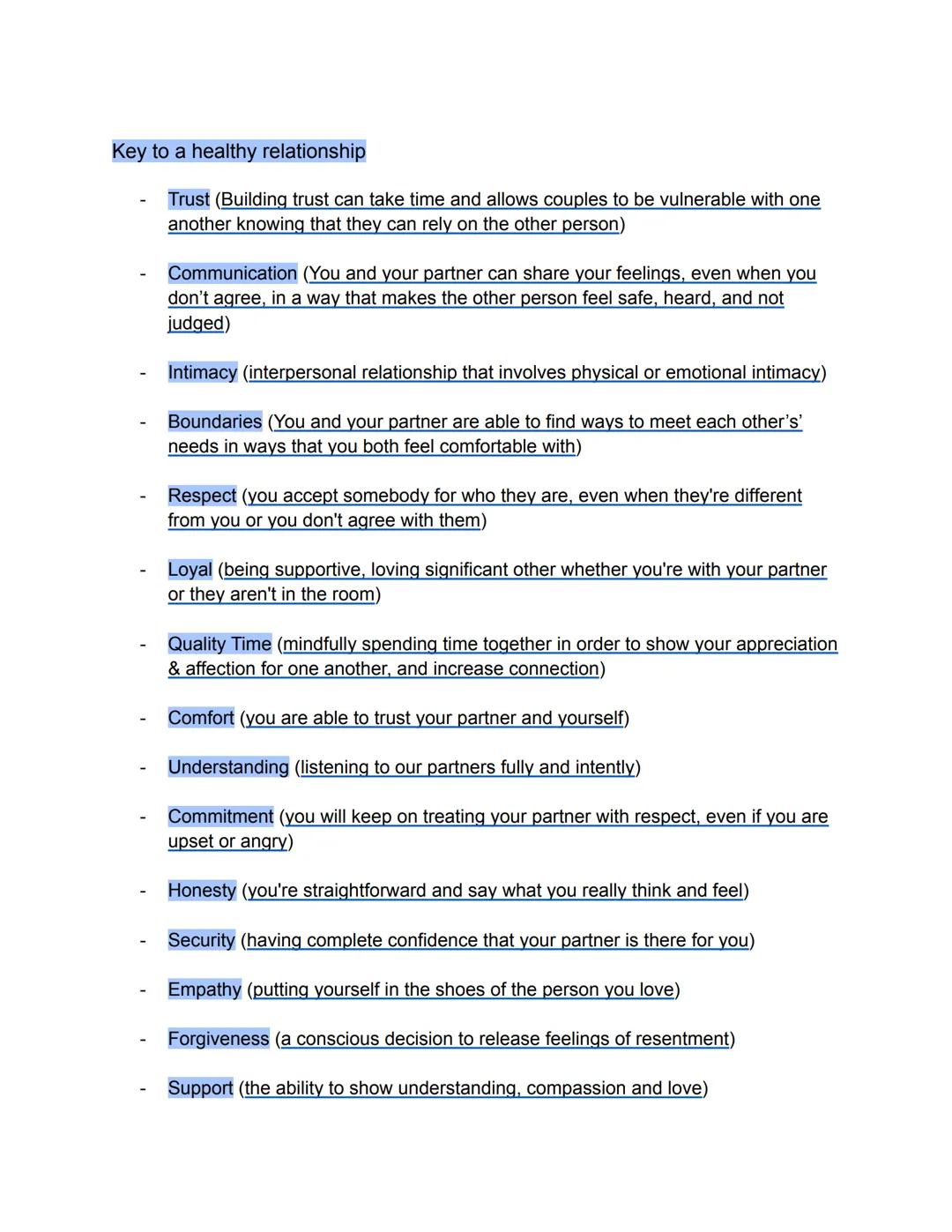 Relationship (Health)
Define: A bond or connection you have with someone or something.
Types of relationships
Friendship (a relationship whe