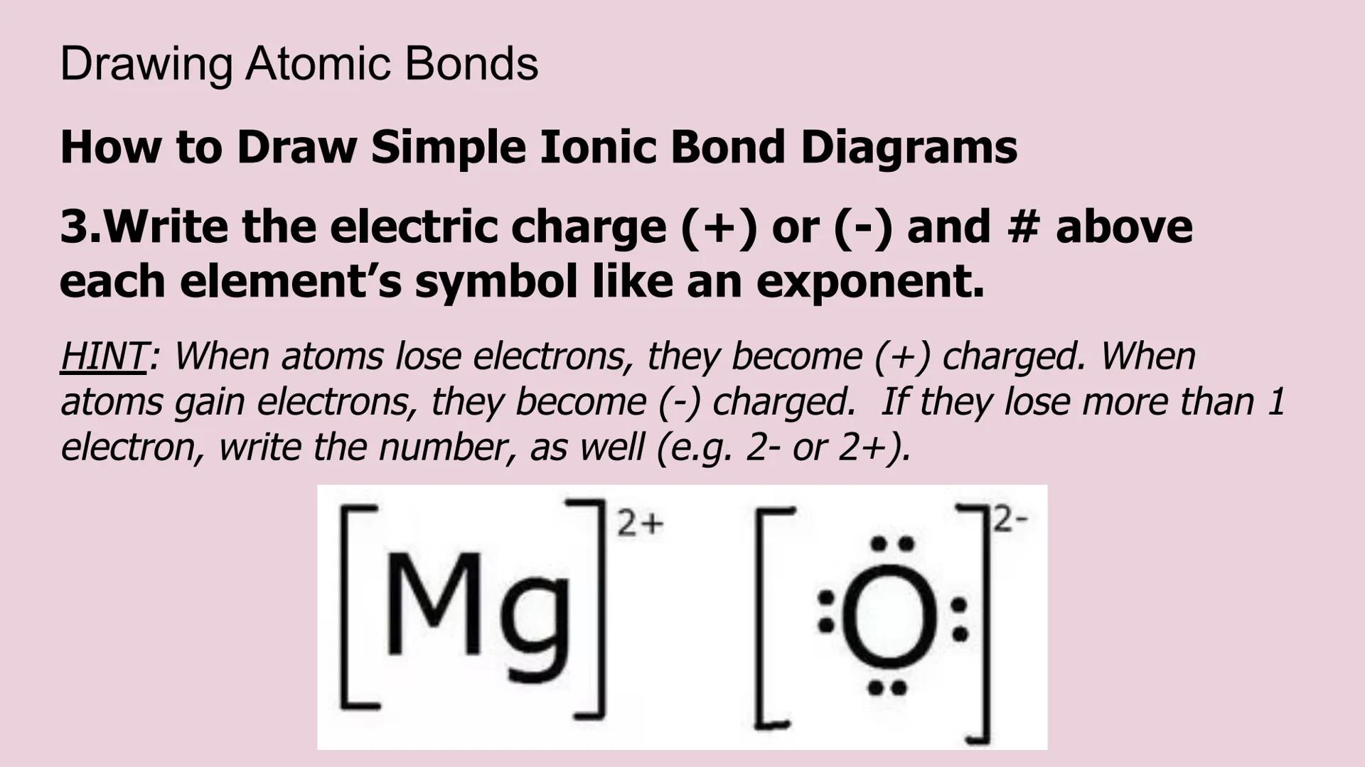 Types of Bonding
Ionic, Covalent & Metallic
oidoo.
I
I Atomic Bonding
covalent bonding - share electrons
o nonmetal + nonmetal
o nonmetal + 