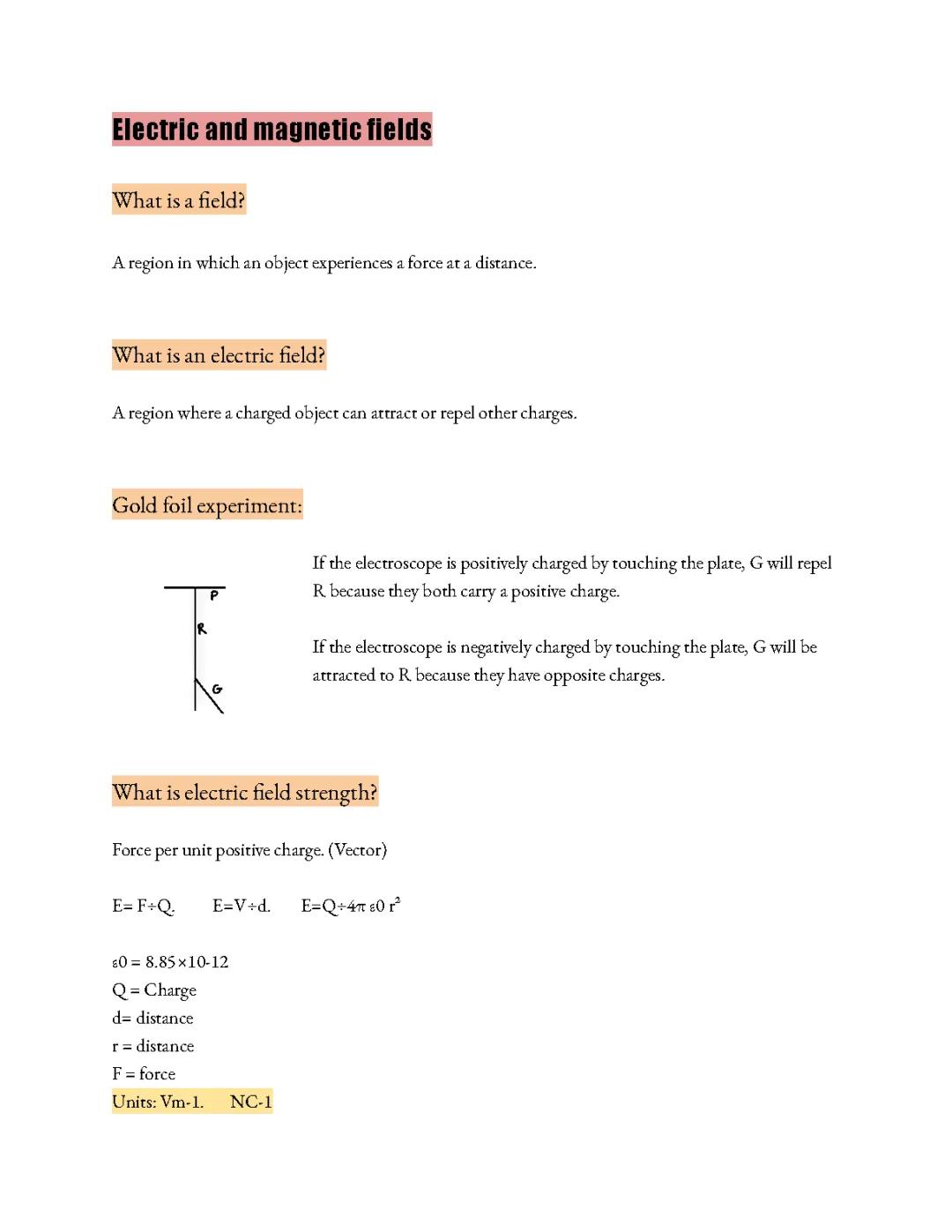 Electric Fields notes 