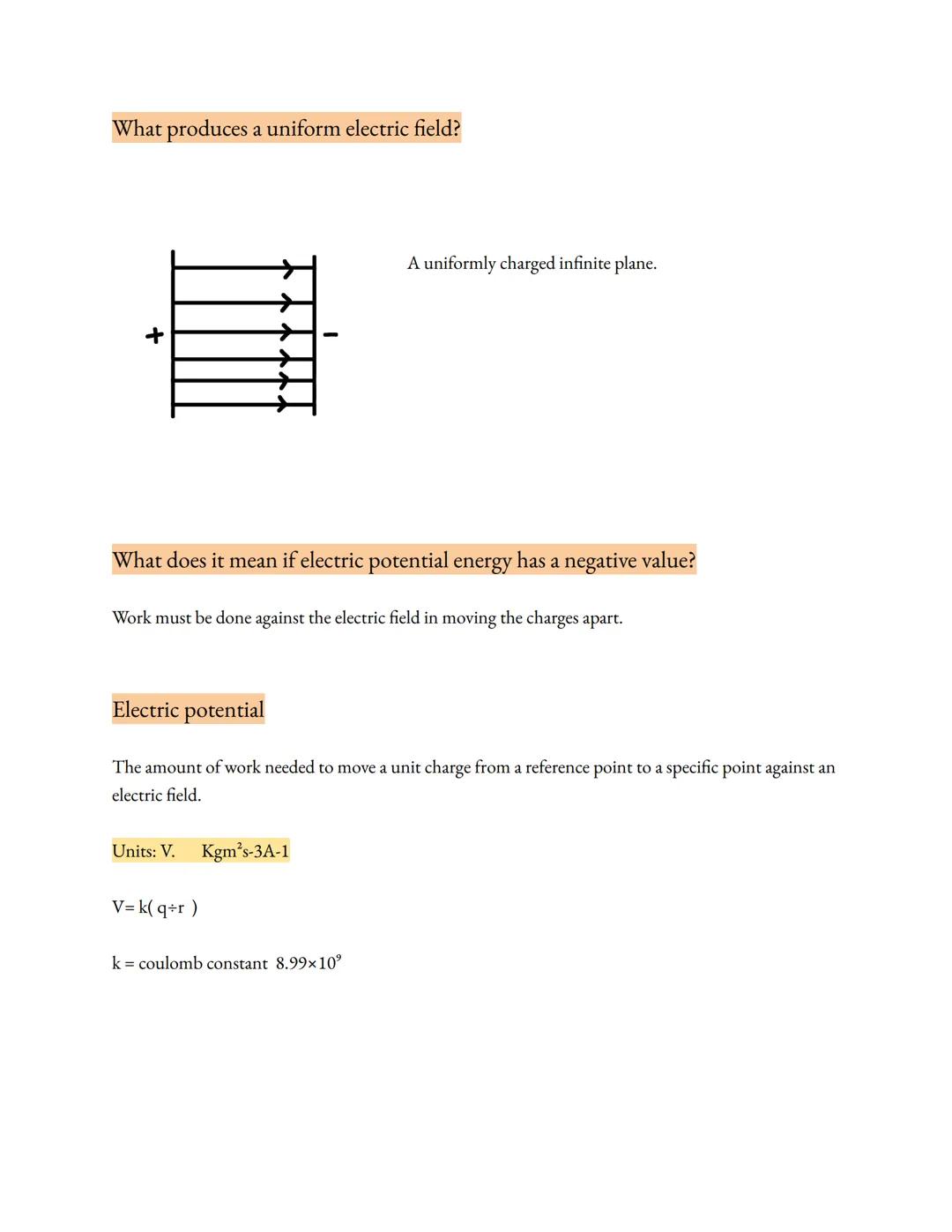 Electric and magnetic fields
What is a field?
A region in which an object experiences a force at a distance.
What is an electric field?
A re