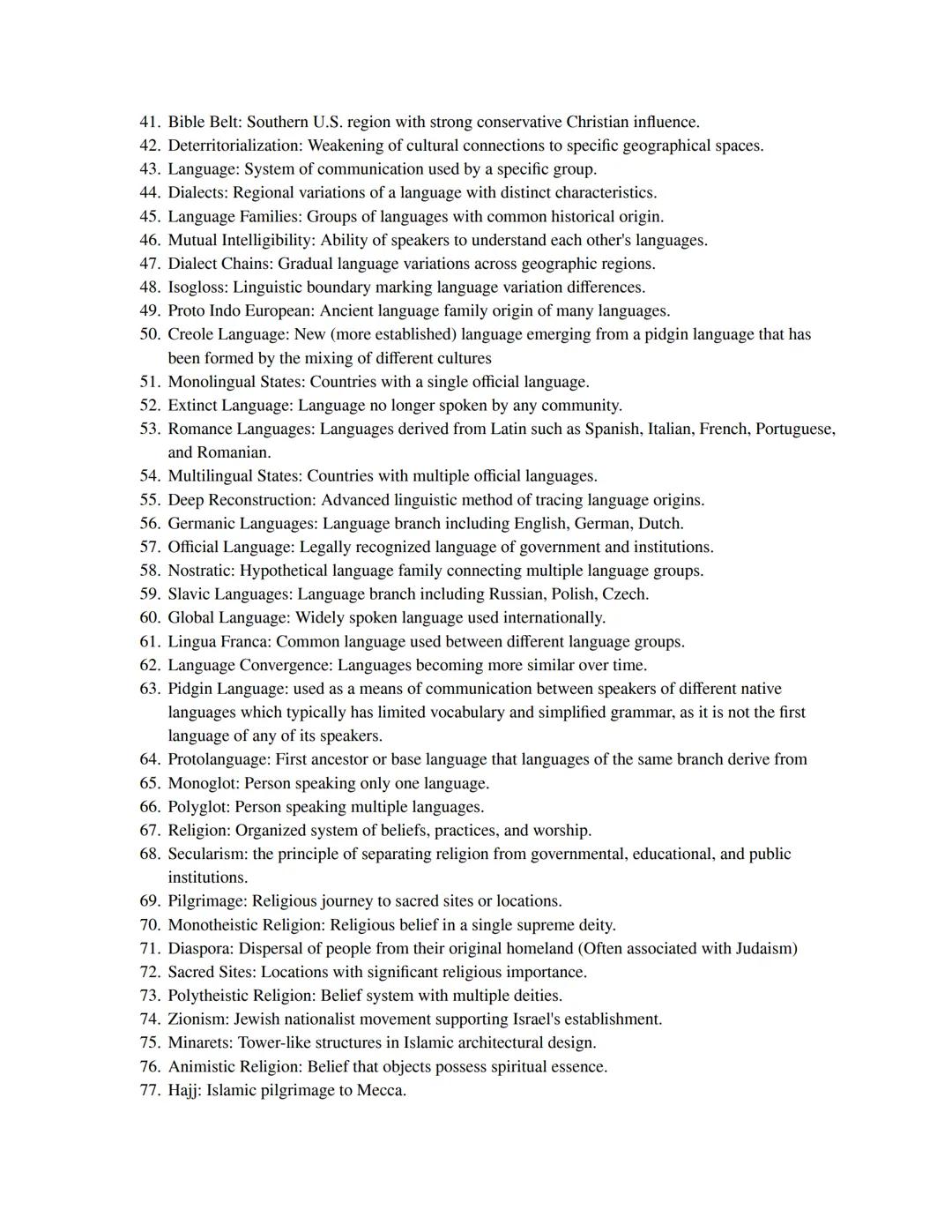 # Introduction to Human Geography Vocabulary List

1. Absolute Distance: The exact physical distance between two points on Earth,
2. Adminis