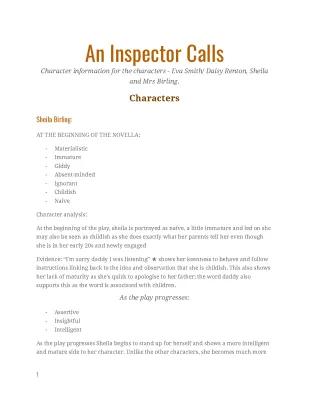 Know An inspector calls Character summary and quotes  thumbnail