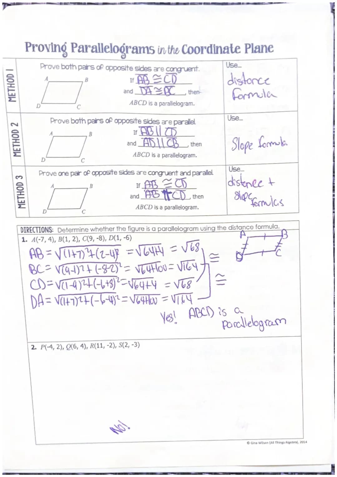 Notes: 3.6
Name: Evely B. Macias
Topic:
Main Ideas/Questions
1.
PROPERTIES OF
Opposite sides are parallel
Parallelograms Opposite angles
Ⓒ O