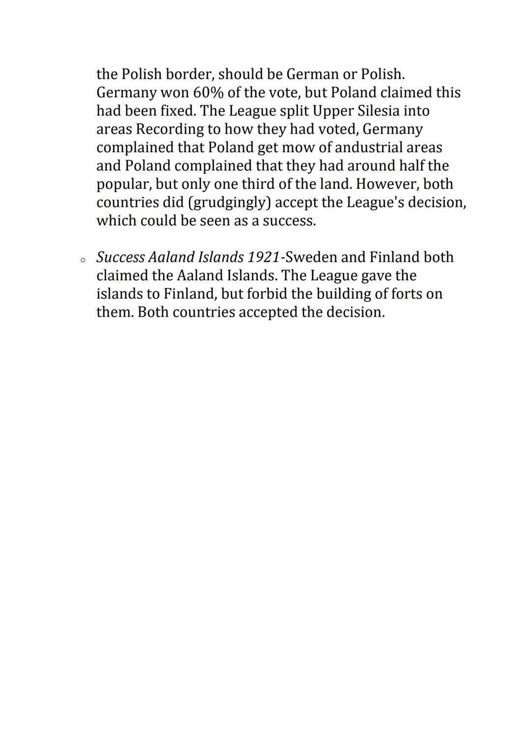 Success and Failures of the League
of Nations:
Failure Corfu 1923-An Italian general and his team
were murdered while surveying land in
Gree