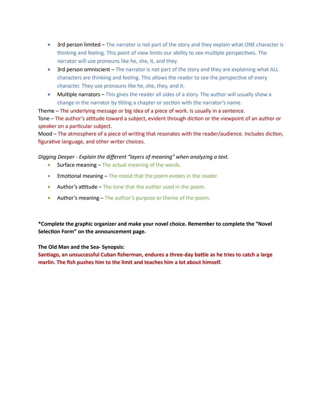Module 2: Learn From a Classic
Be sure that you complete the "Novel Selection Form" on the announcement page in the course
(at the top of th