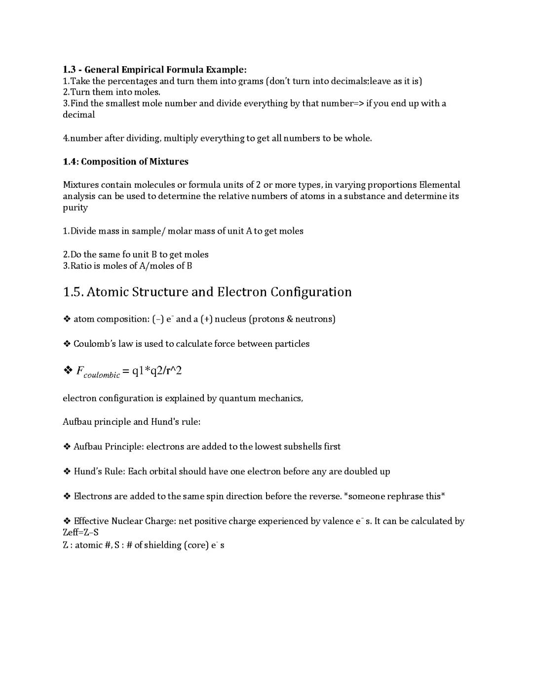 AP Chemistry 1.3 - 1.6