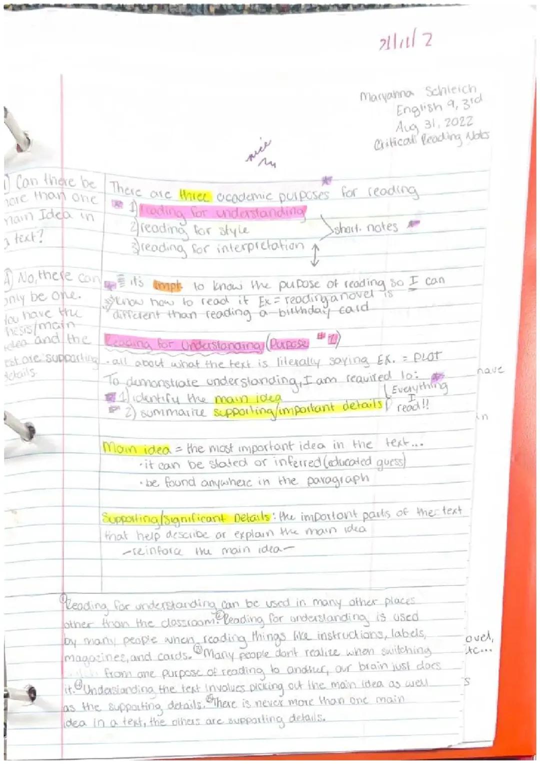 Critical Reading Notes 