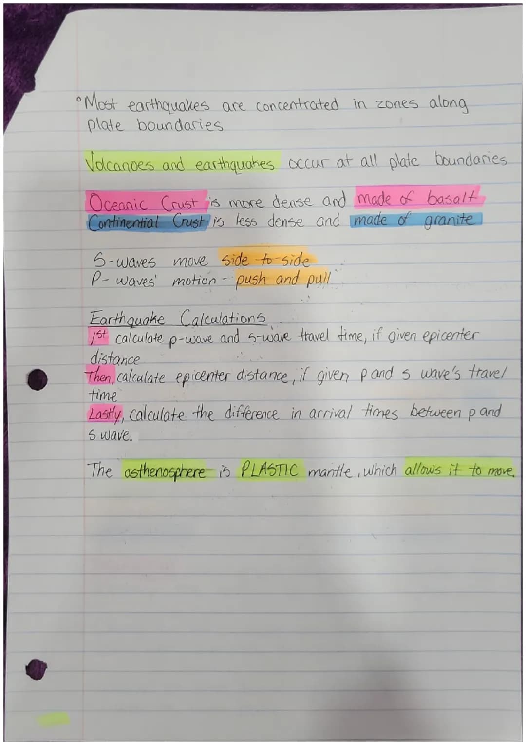 Miranda Mangru
Tectonic Plates Review Sheet
• All continents fit together like a puzzle to make
Pangea.
Continential Crust - thicker and les