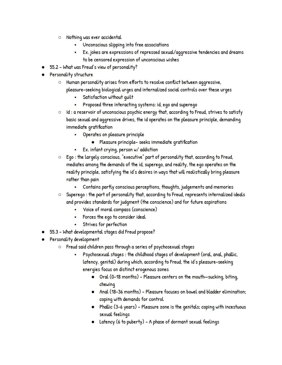 # UNIT 10: Personality

Module 55: Freud's Psychoanalytic Perspective: Exploring the
Unconscious

• 55.1 - How did Sigmund Freud's treatment