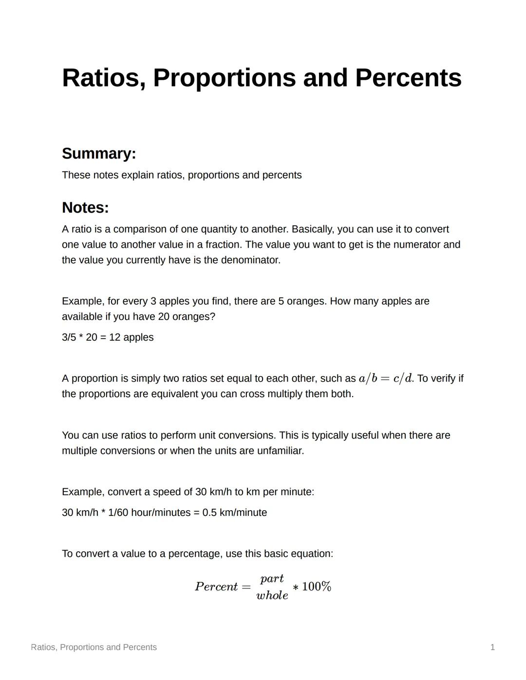 Intro to Ratios