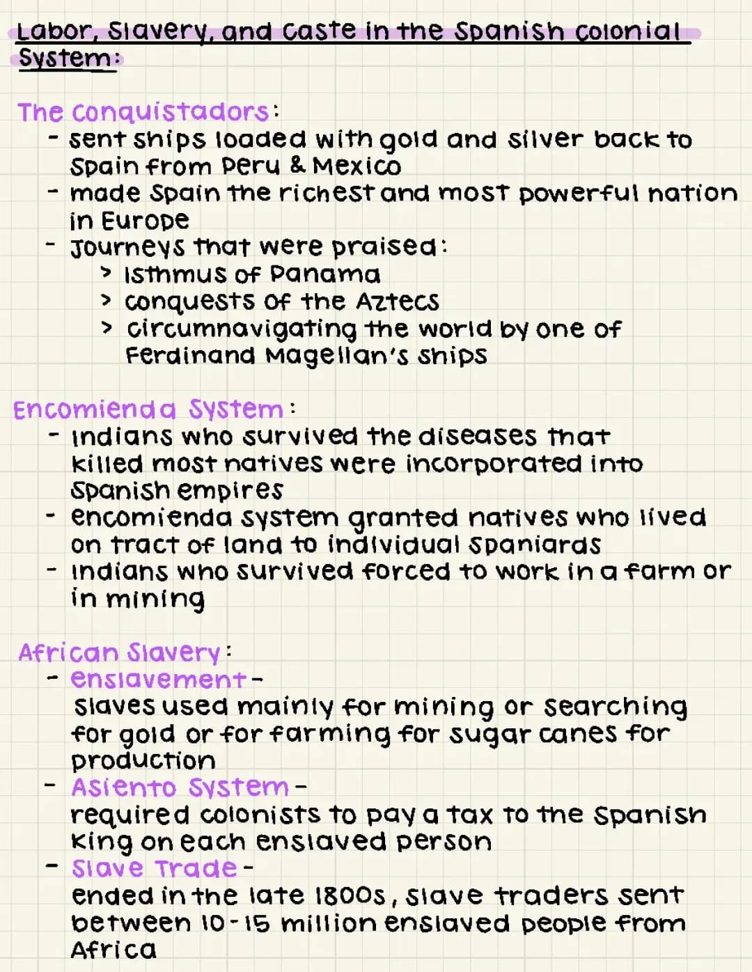 Labor, Slavery amd Caste in the Spanish colonial system