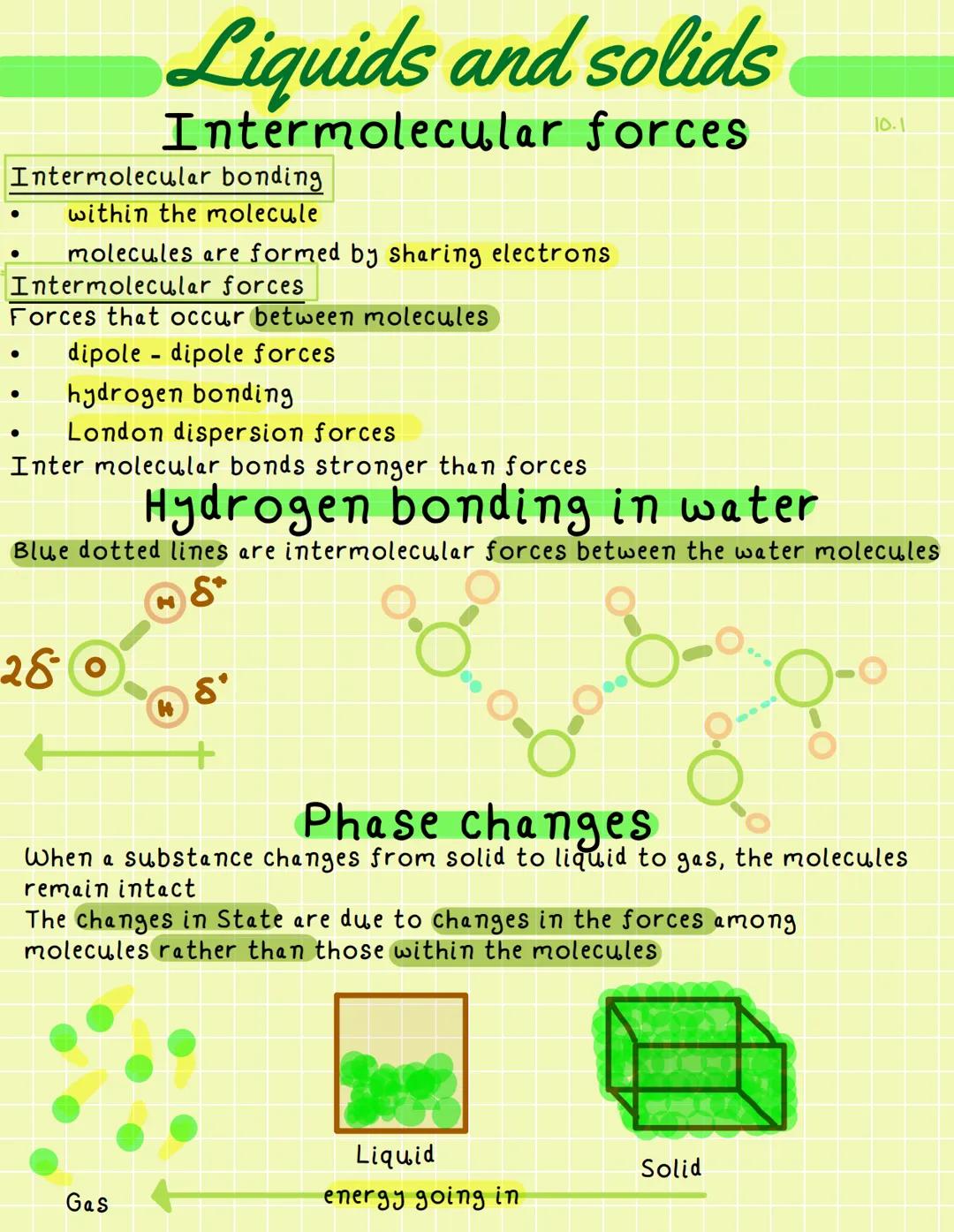 Intermolecular bonding
within the molecule
●
Liquids and solids
Intermolecular forces
molecules are formed by sharing electrons
Intermolecul