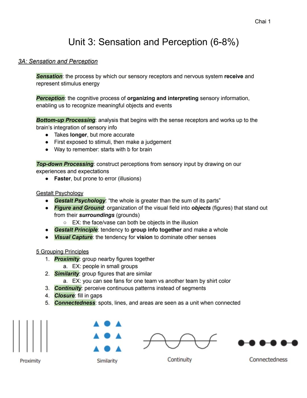 Unit 3: Sensation and Perception (6-8%)
3A: Sensation and Perception
Sensation: the process by which our sensory receptors and nervous syste