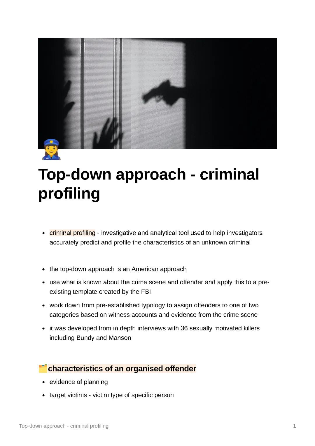 What is the Top-Down Approach to Offender Profiling?