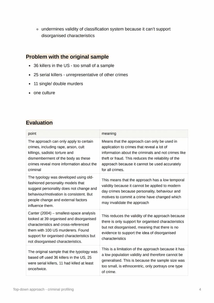 Top-down approach - criminal
profiling
• criminal profiling - investigative and analytical tool used to help investigators
accurately predic