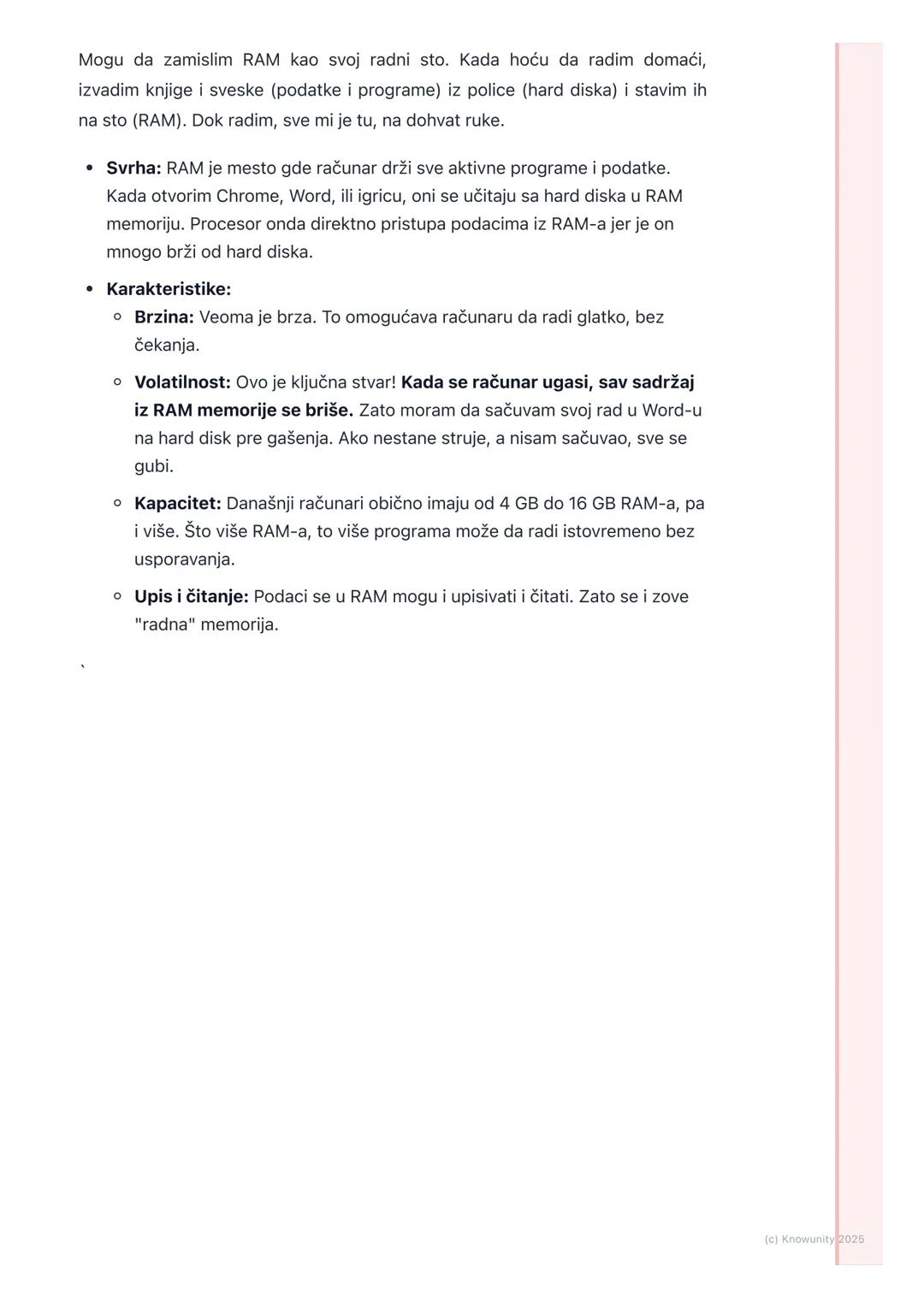 # Memorija (RAM I ROM)

Uvod u memoriju računara

Svaki računar, kao i čovek, ima memoriju. Ona mu služi da čuva podatke i
programe sa kojim