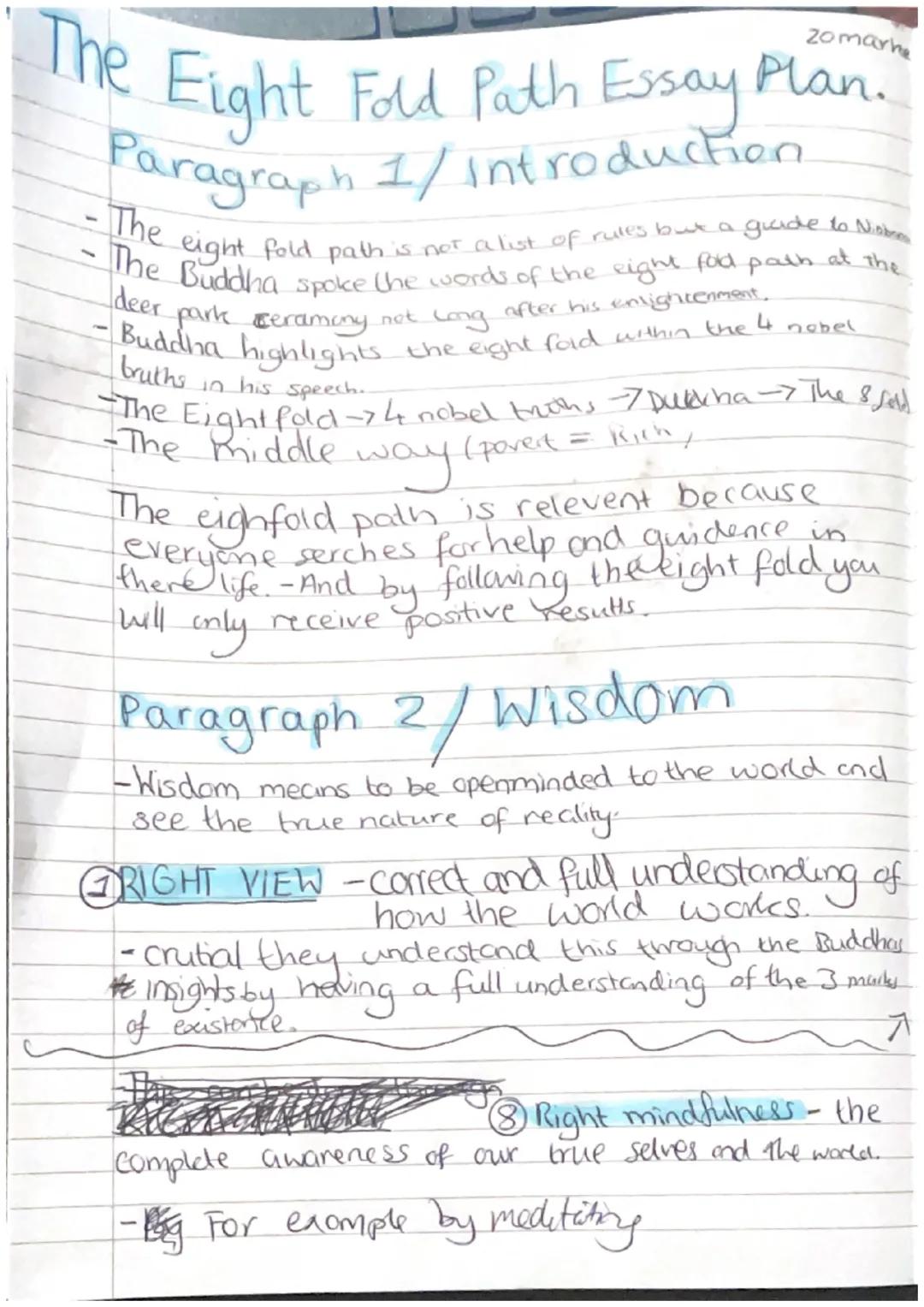 8 fold path essay plan 