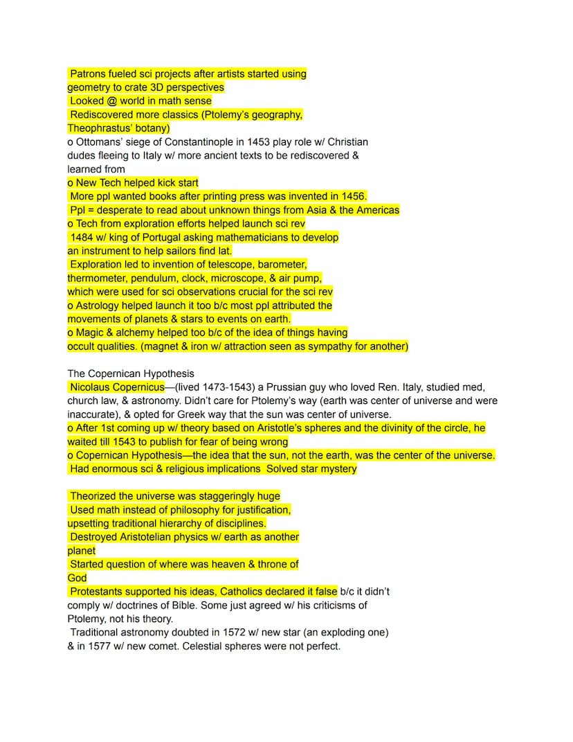 Chapter 16: Toward a New
Worldview
16.1 Major Breakthroughs of the Scientific Revolution
Scientific Thoughts in 1500
Prior to 1500, understa
