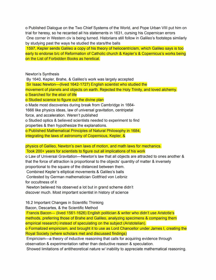 Chapter 16: Toward a New
Worldview
16.1 Major Breakthroughs of the Scientific Revolution
Scientific Thoughts in 1500
Prior to 1500, understa