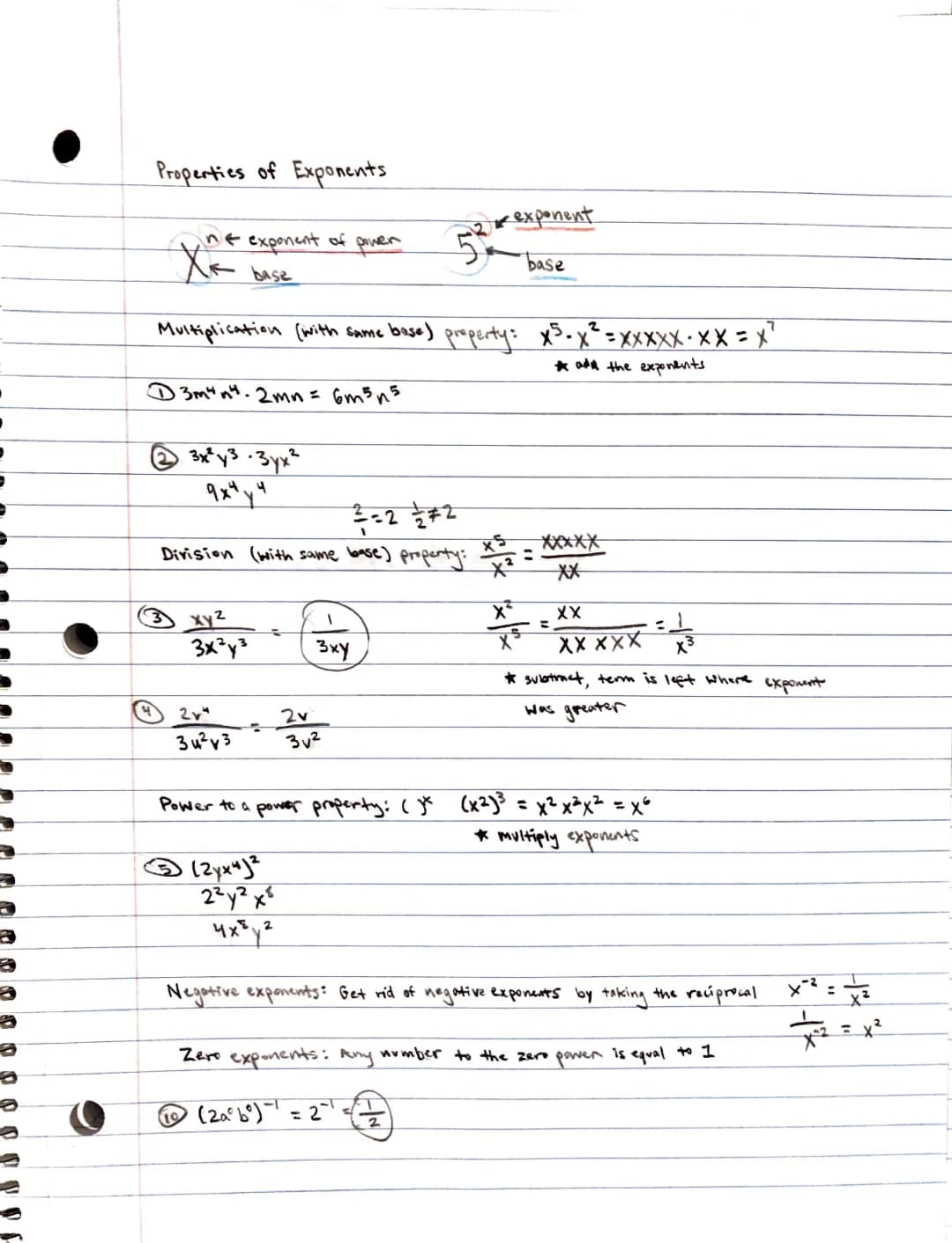 Integrated Math 2: Properties of Exponents Notes with Answer Key PDF