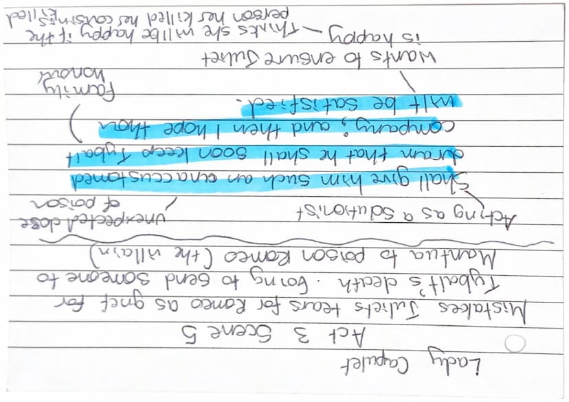 Lody Capulet
Capule
Act 1 Scene 3
Wants to talk to Juliet but invites nurse to listen
Repetition of heme
Understands Juliet would
value the 