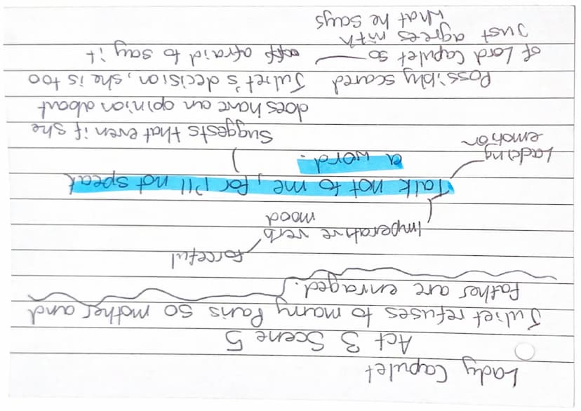 Lody Capulet
Capule
Act 1 Scene 3
Wants to talk to Juliet but invites nurse to listen
Repetition of heme
Understands Juliet would
value the 