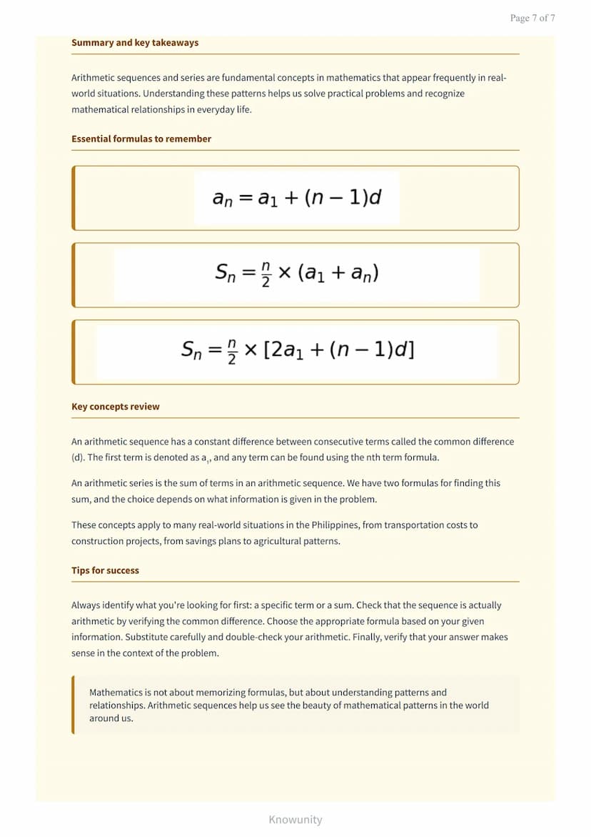 Arithmetic sequences and series: Finding patterns in numbers
Learn to identify, analyze, and work with arithmetic sequences and series
What 