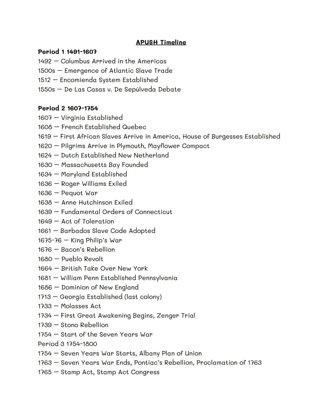Fun APUSH Timeline: 1491 to 1848 and Beyond!