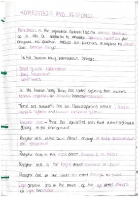 Know THE WHOLE OF AQA HOMEOSTAIS AND RESPONSE REVISION NOTES thumbnail