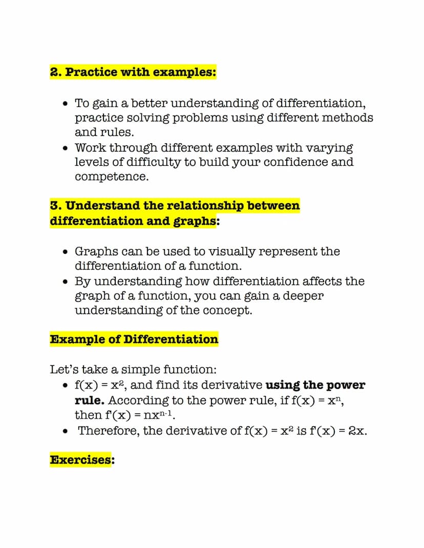 Study Note: Understanding Differentiation
INTRODUCTION:
• Differentiation is a mathematical concept that
deals with calculating the rate at 