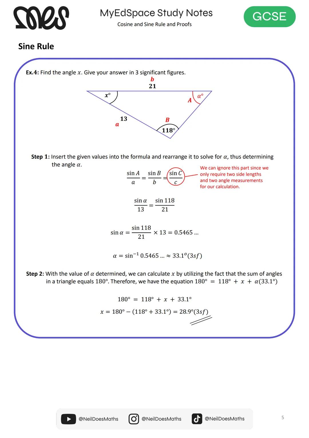 myedspace.co.uk
MATHS
Study Notes
Cosine and Sine Rule
and Proofs
GCSE
moes mes
MyEdSpace Study Notes
Cosine and Sine Rule and Proofs
Cosine