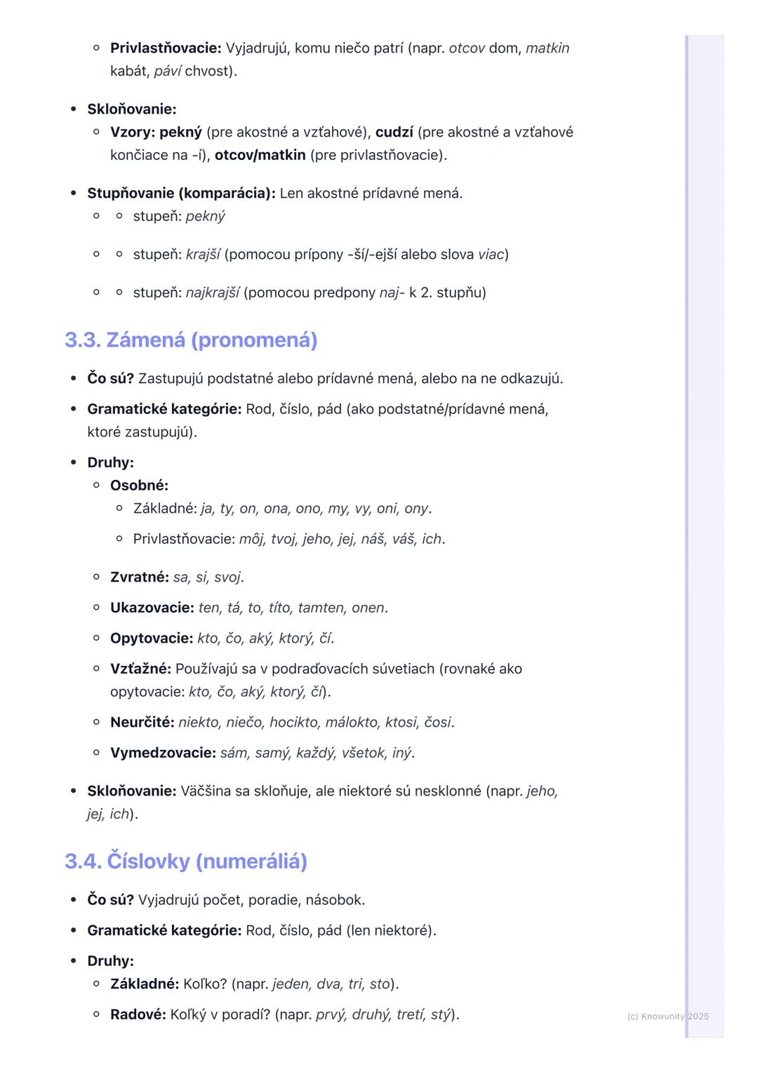 # Ohybné slovné druhy

## 1. Prehľad ohybných slovných druhov

Ahoj! Tieto poznámky sú na opakovanie ohybných slovných druhov, čo je super
d